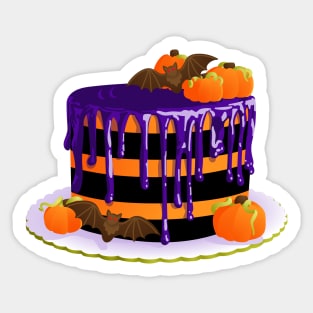 Another Striped Halloween Cake with Chocolate Bats Sticker